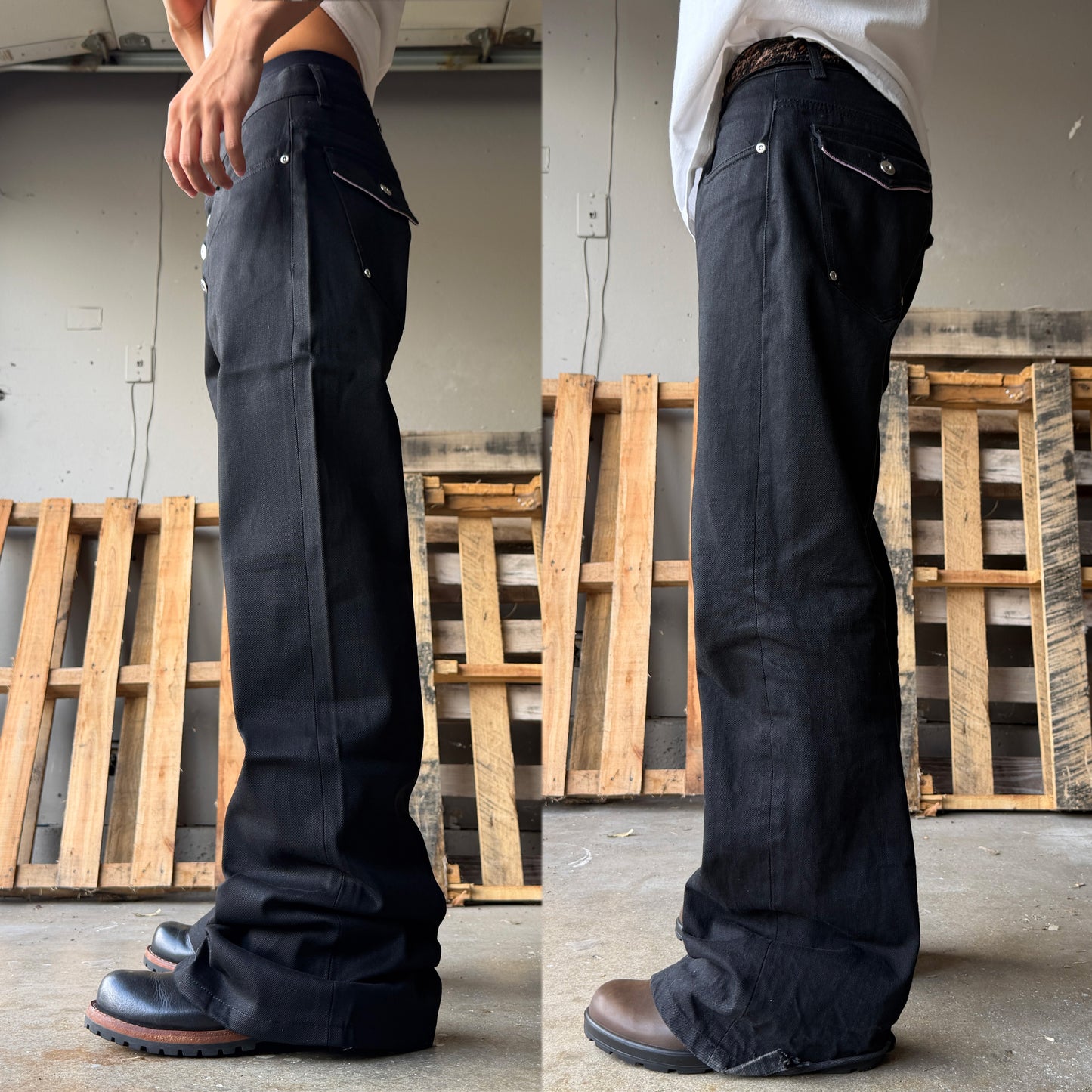 BLACK FLARED SELVEDGE JEAN