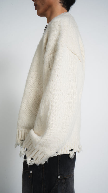 ECRU DISTRESSED SWEATER