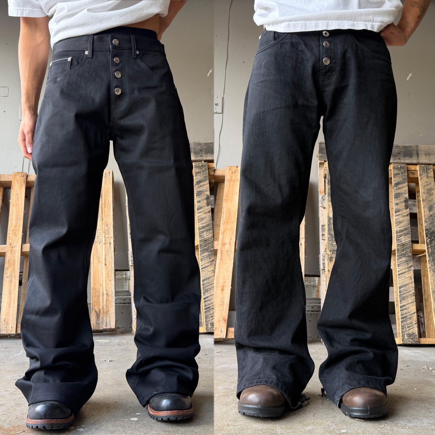 BLACK FLARED SELVEDGE JEAN