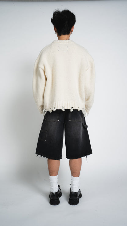 ECRU DISTRESSED SWEATER
