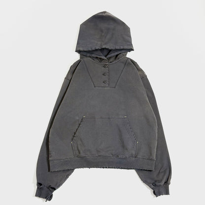 3 BUTTON HOODIE (GREY)