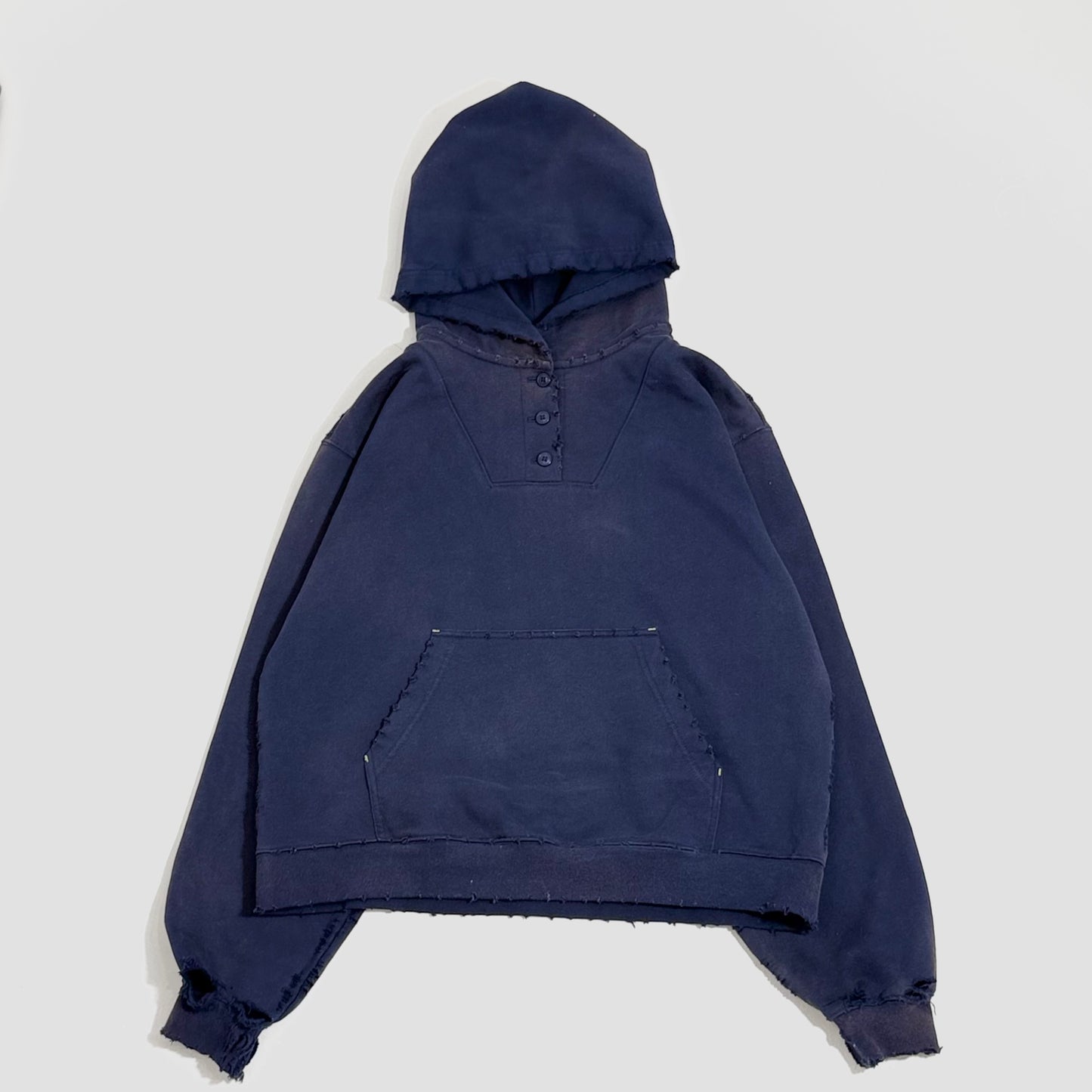 3 BUTTON HOODIE (NAVY)
