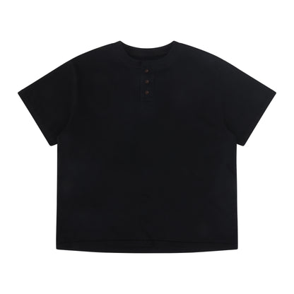 BLACK SHORT SLEEVE HENLEY