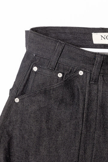 BLACK RAW DENIM BALLOON JEAN