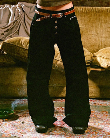 BLACK FLARED SELVEDGE JEAN